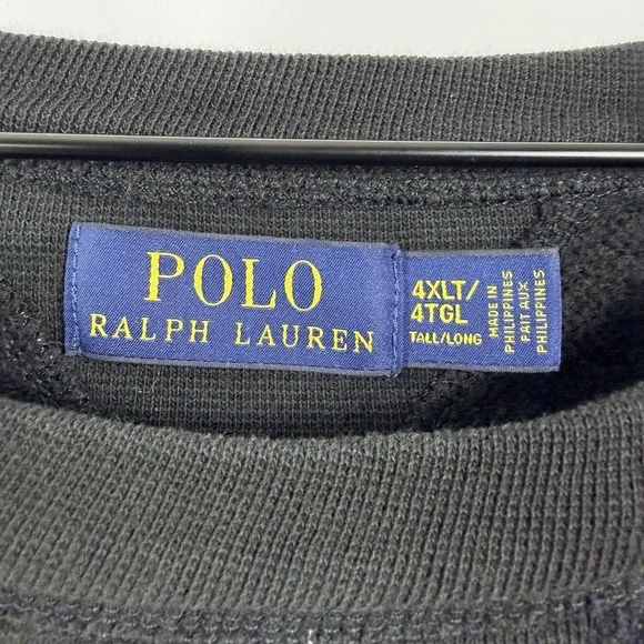 Polo Ralph Lauren 4XLT Black Spellout Sweatshirt Big Tall Oversized Crewneck - Picture 6 of 9